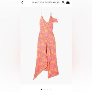DVF Diane Von Furstenberg Yellow & Pink silk Midi Dress 6